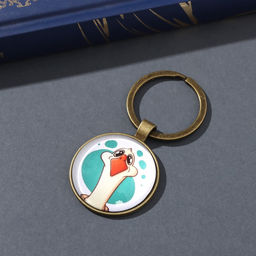 Брелок для ключей на кольце Круг. Гусь, стекло, металл, d=3 см - Simaland фото 2