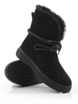 04-PAL271-1Z BLACK Ботинки зимние женские (натуральная замша, 100% шерсть, натуральный мех)