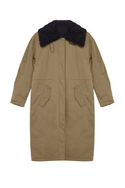 Haki Regular Kal?p Pelus Yaka Detayl? Ici Kapitone Astarl? Uzun K?sl?k Parka Mont TWOAW25MO00098