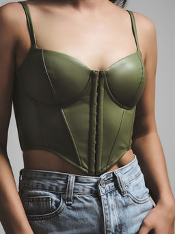 Корсет женский кожаный MIST, размер 40 (XS), хаки