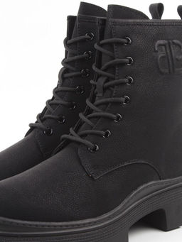 04-WD022-1M BLACK Ботинки зимние женские (натуральная кожа, 100% шерсть)