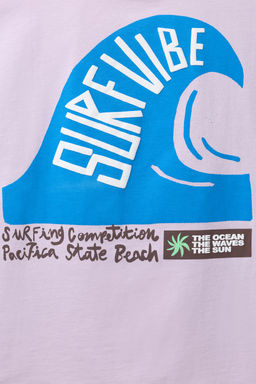 CAMISETA ESTAMPADO SURF / Lila / Blanco