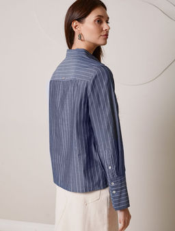 Блузка свободного силуэта в полоску из 100 % хлопка - Vilatte фото 3