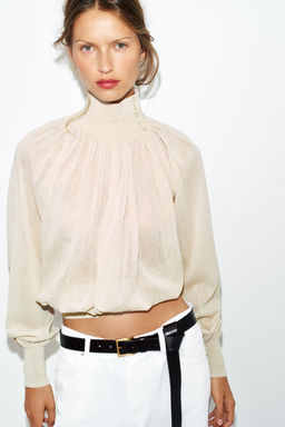 BLUSA FLUIDA PUNTO COMBINADO / Arena - Zara фото 3