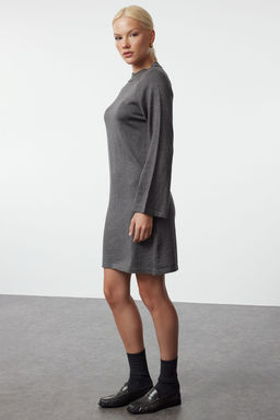 TRENDYOLMILLA Koyu Kahverengi Mini Triko Basic Pamuklu Elbise TWOAW25EL00044 фото 2