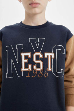 Толстовка для мальчиков с круглым вырезом и вышивкой - Defacto фото 4