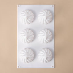 Форма для муссовых десертов и выпечки Доляна Взбитые сливки, 29?17?5 см, 6 ячеек (d=6,5 см), цвет белый  фото 3