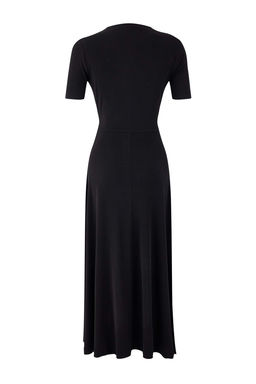 Siyah A-Kesim/Can Form Kruvaze K?sa Kollu Buzgulu Maxi Esnek Orme Elbise TWOSS26EL00023 - Trendyolmilla фото 2