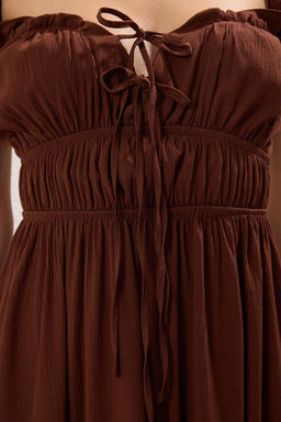 Trendyolmilla Plaj Giyim Ekru Maxi Dokuma Gipe Detayl? Elbise TBESS25EL00030 фото 7