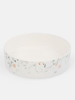 Блюдо, 23х6 см, с бортами, фарфор N, белое, Цветы и листья, Primrose