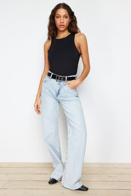 Siyah Halter Yaka Vucuda Oturan Esnek Alttan C?tc?tl? Orme Body TWOSS20BD0044