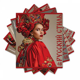Цена за 5 шт. Тетрадь общая ученическая ErichKrause Russian Style, 48 листов, глянцевая ламинация, клетка_MIX-PACK