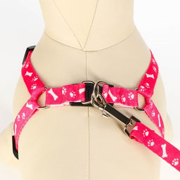 Комплект капроновый Косточки и лапки, поводок 120 х 1,5 см, ОГ 30-44 см, розовый - Пижон фото 4