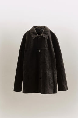 OVERSIZED 100% LEATHER SUEDE JACKET - Zara фото 9