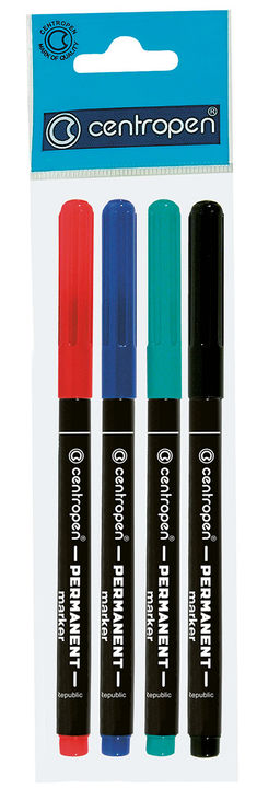 Centropen Набор маркеров PERMANENT 1 мм 4 цв. перо круглое 2536/4 ассорти