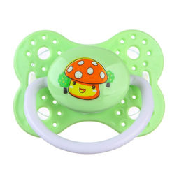 Соска - пустышка ортодонтическая, силикон, Грибочек, с колпачком, +0мес., цвет зеленый