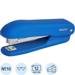 Степлер Attache Comfort до 12 лис., soft touch покрыт, синий,№10 антистеп  фото 2