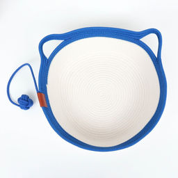 Экологичный лежак для животных (хлопок+рогоз), 45 х 37 х 16 см, вес до 25 кг, бело-синяя - Пижон фото 5