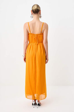 Cok Renkli Cicek Desenli Maxi Sifon Dokuma Elbise TPRSS26EL00082 - Trendyolmilla фото 8