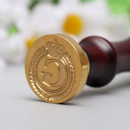 Печать для сургуча с деревянной ручкой «Корона с буквой G», 9×2.5×2.5 см