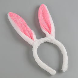 Карнавальный ободок ушки зайки, цвет розовый