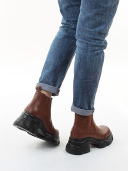 01-H23B40MB BROWN Ботинки демисезонные женские (натуральная кожа, байка)