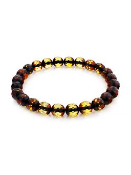 Браслет из натурального цельного янтаря Карамель алмазная переливающаяся