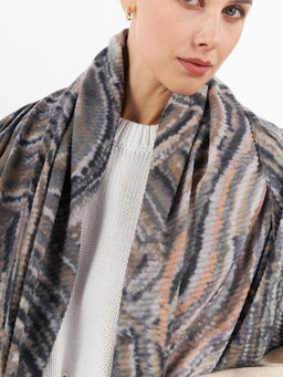 Большой, мягкий, тонкий и очень нежный двусторонний палантин с рисунком