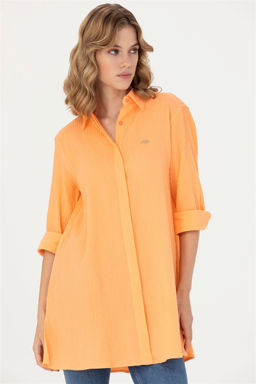 Женская рубашка лососевого цвета с длинным рукавом - U.s. polo assn фото 10