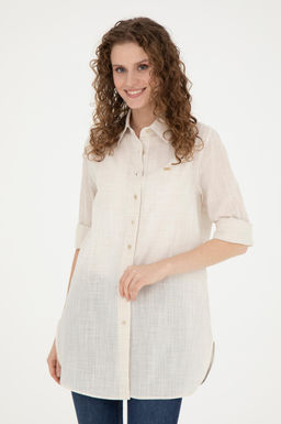 Женская рубашка цвета хаки с длинным рукавом светлого цвета - U.s. polo assn фото 10