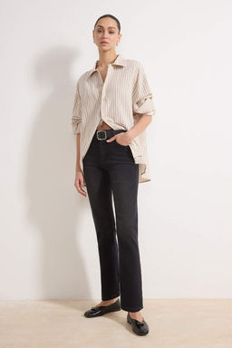 Siyah Yuksek Bel Straight Yumusak Ekstra Esneyen Orme Kot/Jeans TWOSS26JE00104 - Trendyolmilla фото 3