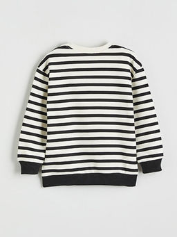 Bisiklet Yaka ?izgili Erkek ?ocuk Kal?n Sweatshirt