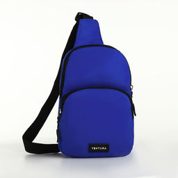 Сумка-слинг на молнии TEXTURA, наружный карман, синяя