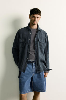 CAMISA RELAXED FIT 100% LINO / Marino - Zara фото 2