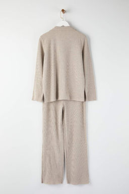 Trendyolmilla Bej Kurdele/Fiyonklu Waffle Kumas Orme Pijama Tak?m? THMAW25PT00195 фото 17