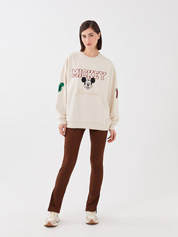 Bisiklet Yaka Mickey Mouse Bask?l? Uzun Kollu Oversize Kad?n Sweatshirt - Waikiki фото 3