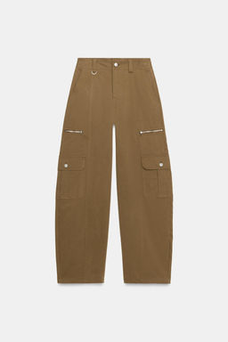 PANTAL?N BARREL BOLSILLOS CARGO SET / Khaki - Zara фото 6