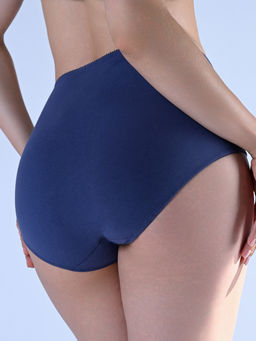 Женские слипы с завышенной талией синие Indefini (Арт. 4204LUF)