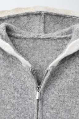 HOODED CARDIGAN WITH CROCHET TRIM - Zara фото 3