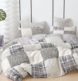 Постельное белье - Сатин Эрудит (серый) Евро (молния)