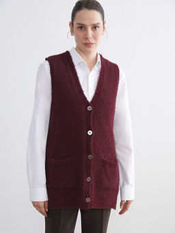 B?y?k Beden V Yaka Kad?n Pel?? Yelek