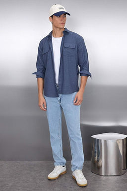 Indigo Regular Fit _ift Cep Kapakl_ Dokulu K__l_k Ceket G_mlek TMNAW22GO0350