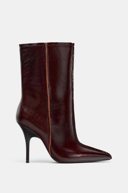 LEATHER POINTED TOE ANKLE BOOTS - Zara фото 11