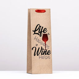 Пакет под бутылку Wine helps, 12 x 36 x 9 см