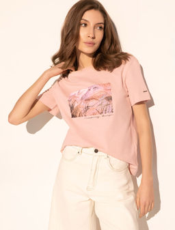 VILATTE / Футболка из фактурного полотна с авторским принтом