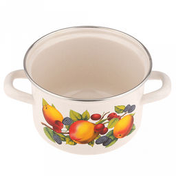 Фруктовый сад Кастрюля эмалированная 1,5л, форма цилиндрическая, металлическая крышка (Россия) - Домашняя мода фото 3