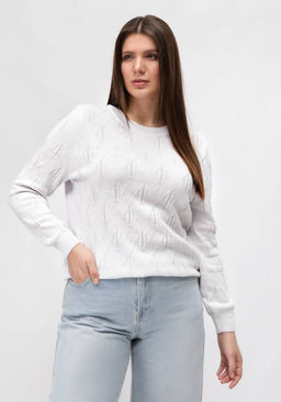 Джемпер ажурный удлиненный белый