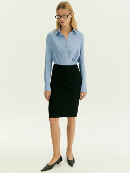 Юбка-карандаш миди из костюмной шерсти, S663/aspect - Emka фото 2