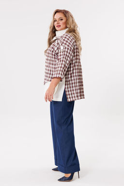 Блуза Michel Chic 751/1 клетка, бежевый  фото 5