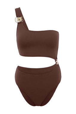 Kahverengi Tek Omuz Gunes Aksesuarl? Premium Cut Out Detayl? Regular Mayokini TBESS25MA00046